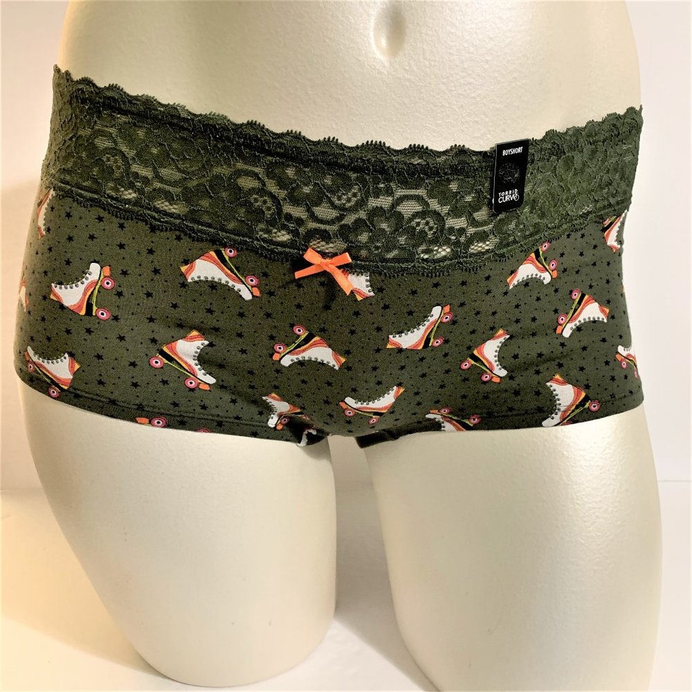 Torrid Boyshort Panties Underwear Roller Skates Roller Derby Lace Stars 1 14 16